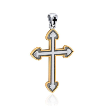 Medieval Cross Silver and 18K Gold Accent Pendant TPV2980 - Jewelry